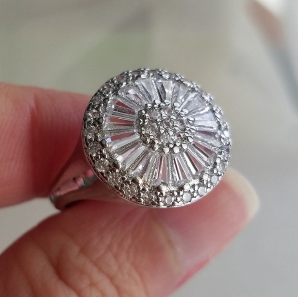 Swarovski Silver-Tone Clear Crystal Cluster Ring